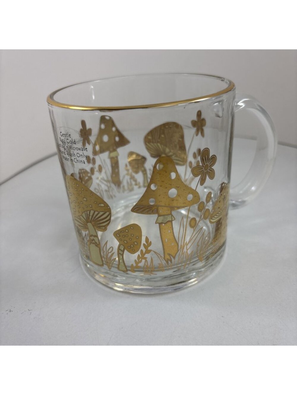 New Mushroom Mug Coffee Tea Real Gold Foil Clear Glass Large Tik Tok Marshalls